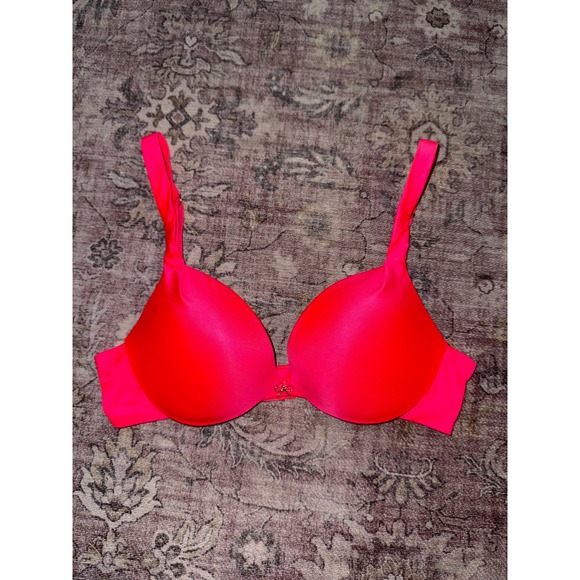 Victoria's Secret Other - Victorias Secret Plunge Bra Neon Pink 34B Underwire Padded Smooth Logo Charm